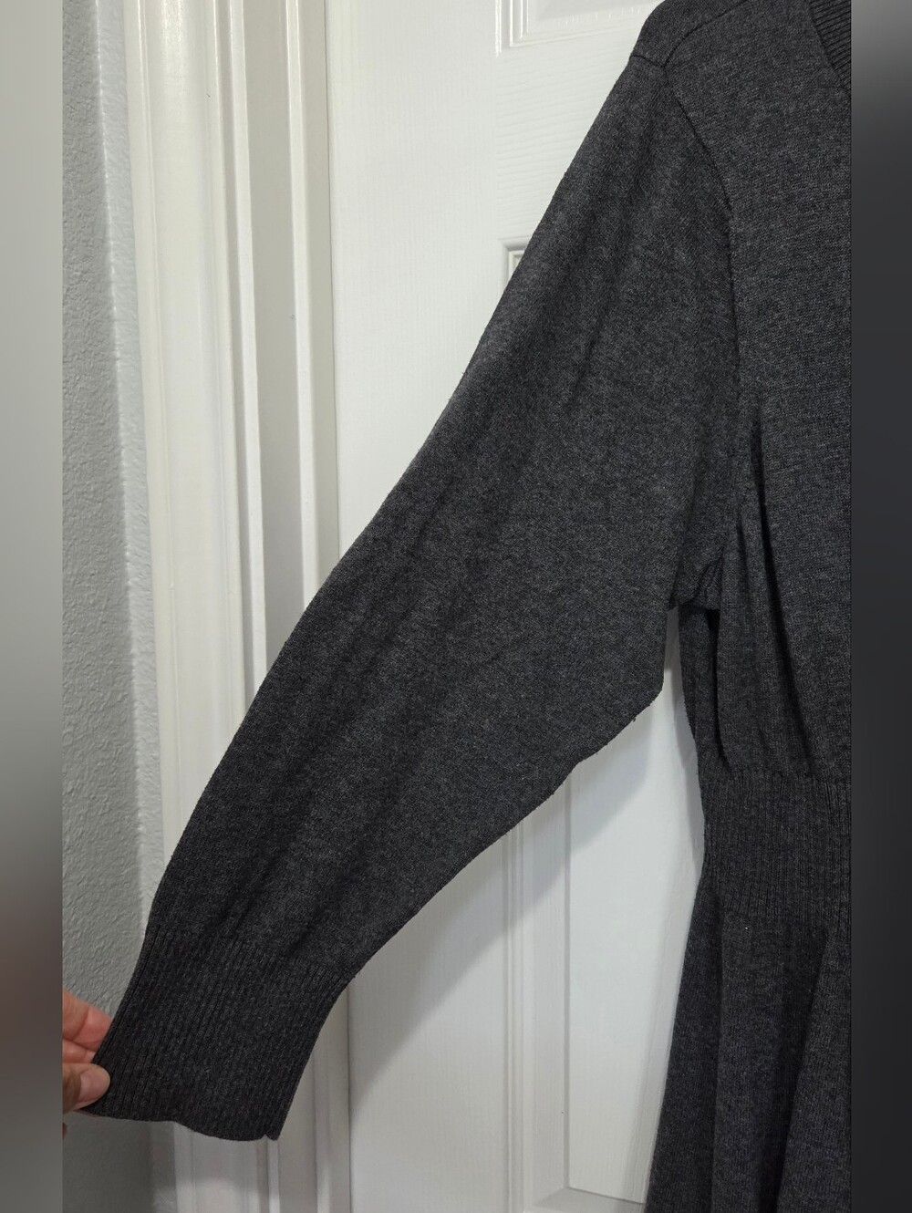 TORRID Charcoal Gray Lace Up Waist Long Sleeve Sweater Skater Dress Plus Size 2 - Picture 5 of 12